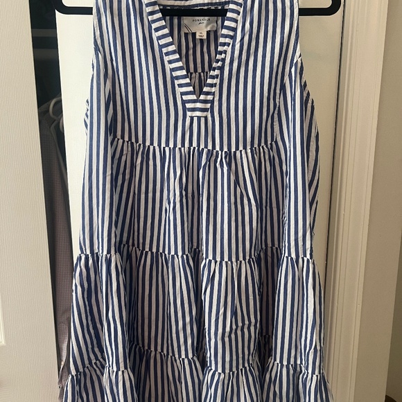 Pomander Place Blue/White Stripe Sleeveless Cotton Poplin Kenzo Dress Size XL - Picture 2 of 6